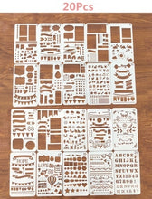 Load image into Gallery viewer, 12/20pcs Bullet Journal Stencil Set Plastic Planner DIY Drawing Template Diary Planner Journal Notebook Diary Scrapbook